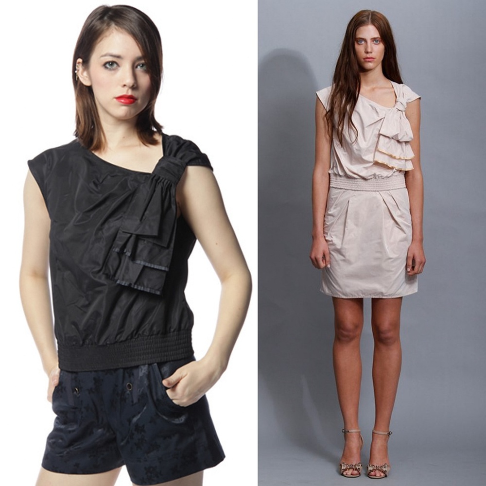 MARC BY MARC JACOBS Black Smocked Waist Knot Top